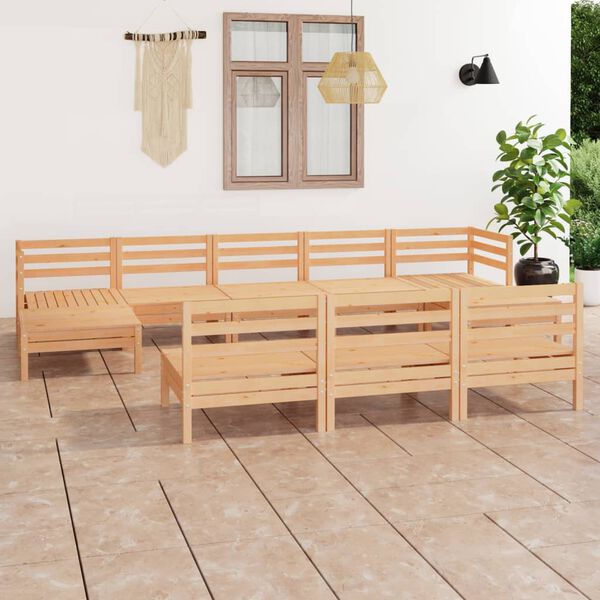 vidaXL Salon de jardin 10 pcs Bois de pin massif