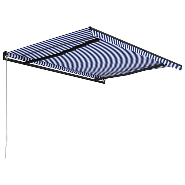 vidaXL Auvent manuel r&eacute;tractable 450x300 cm Bleu et blanc