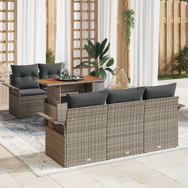 vidaXL Ensemble de canap&eacute; de jardin avec coussin 6 pcs Gris