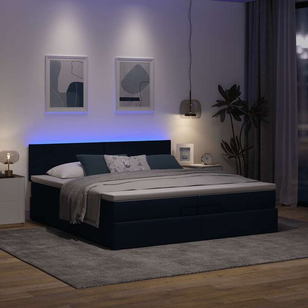 VidaXL Cadre de lit ottoman avec matelas bleu 200x200cm tissu