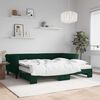 vidaXL Lit de jour avec gigogne et matelas vert fonc&eacute; 90x200cm velours