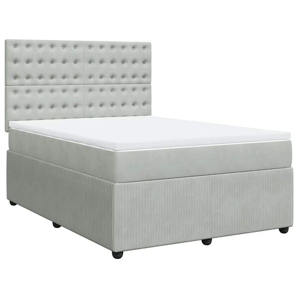 vidaXL Sommier &agrave; lattes de lit et matelas Gris clair 140x200cm Velours