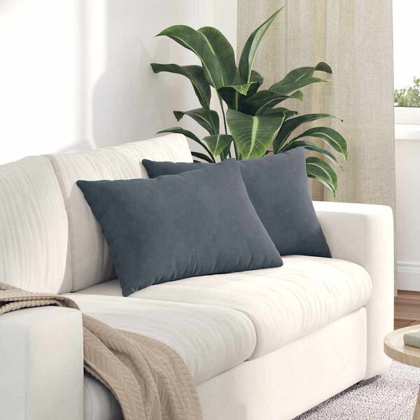 vidaXL Coussins de canap&eacute; 2 pcs Gris fonc&eacute; 60 x 40 cm