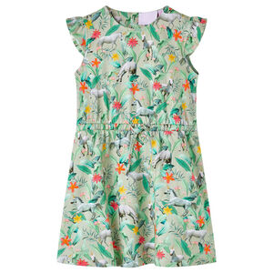 Robe enfants &agrave; manches kaki clair 128