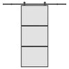 vidaXL Porte coulissante kit de quincaillerie tremp&eacute; verre aluminium