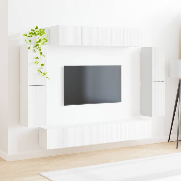vidaXL Meuble TV 8 pcs Blanc