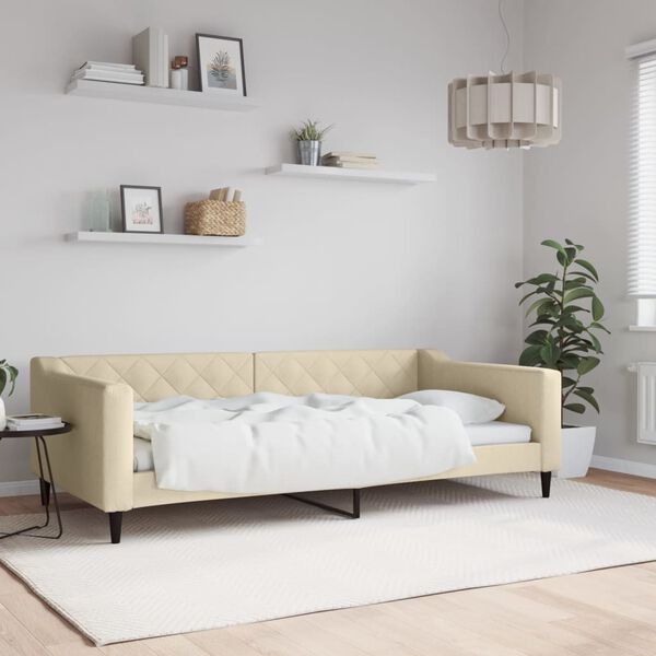 vidaXL Lit de repos cr&egrave;me 100x200 cm tissu