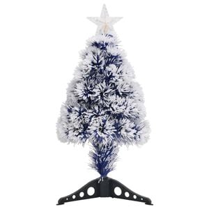vidaXL Arbre de No&euml;l artificiel pr&eacute;-&eacute;clair&eacute; blanc/bleu fibre optique