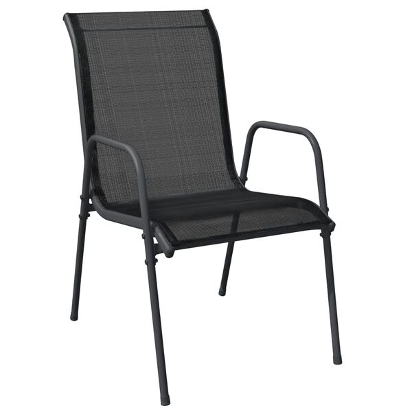 vidaXL Ensemble &agrave; manger de jardin 3 pcs noir textil&egrave;ne et acier