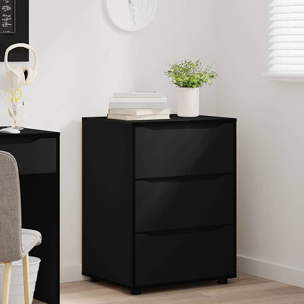 vidaXL Armoire de rangement Noir 60 x 48 x 81 cm Bois d'ing&eacute;nierie