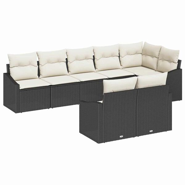 vidaXL Ensemble de Canap&eacute;s avec coussin 8 pcs Noir polyrotin