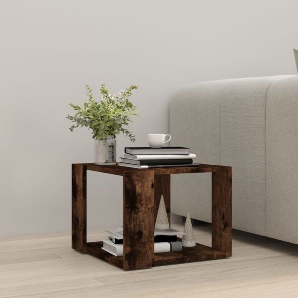 vidaXL Table basse Ch&ecirc;ne fum&eacute; 40x40x30 cm Bois d'ing&eacute;nierie