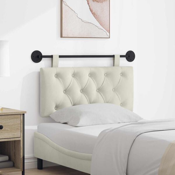 vidaXL T&ecirc;te de lit suspendue Cr&egrave;me 100 x 55 x 7 cm Velours