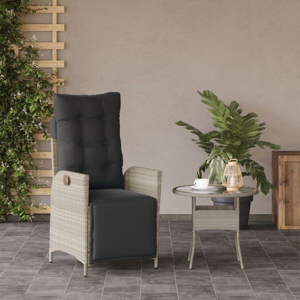 vidaXL Chaise inclinable de jardin avec repose-pied gris clair rotin