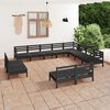 vidaXL Salon de jardin 12 pcs Bois de pin massif Noir