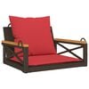 vidaXL Balancelle avec coussins marron 63x62x40 cm r&eacute;sine tress&eacute;e