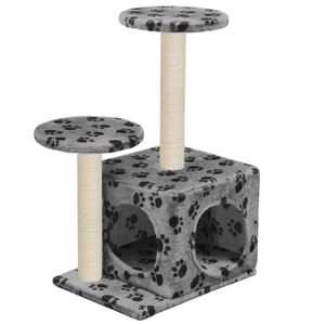 vidaXL Arbre &agrave; chat avec griffoir en sisal 60 cm Gris Motif de pattes