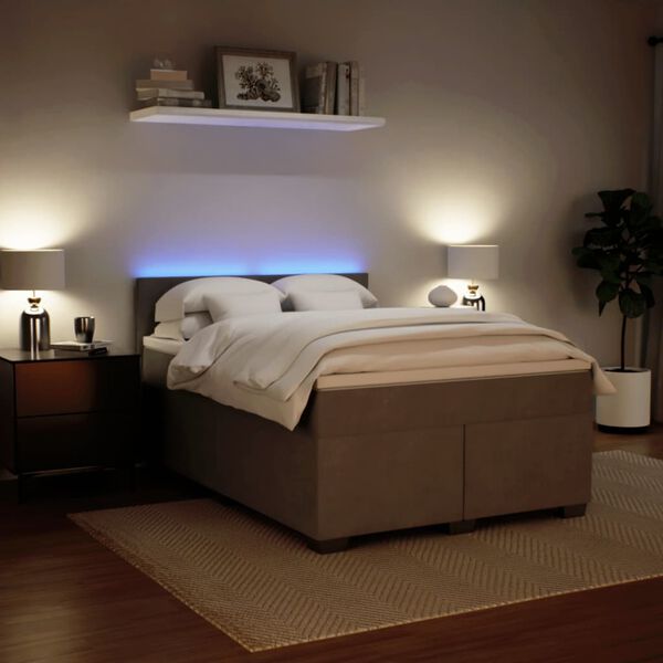 vidaXL Sommier &agrave; lattes de lit et matelas Gris clair 160x200cm Velours