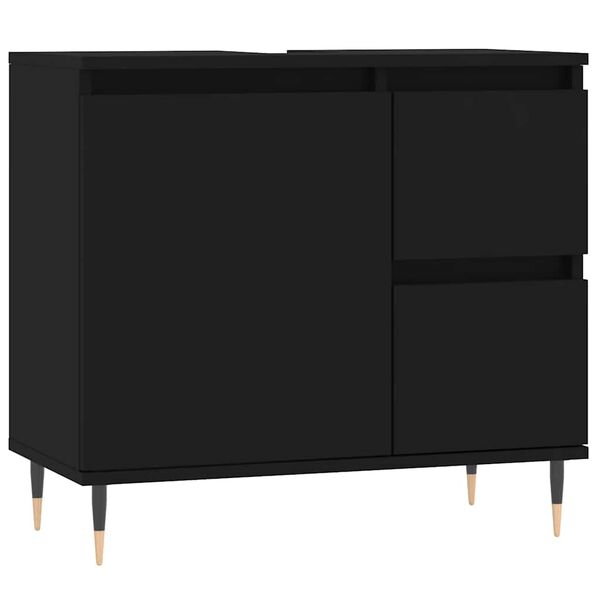 vidaXL Armoire de salle de bain noir 65x33x60 cm bois d'ing&eacute;nierie