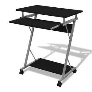 vidaXL Bureau d'ordinateur compact avec plateau &agrave; clavier Noir