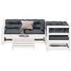 vidaXL Salon de jardin 5 pcs avec coussins blanc bois massif de pin