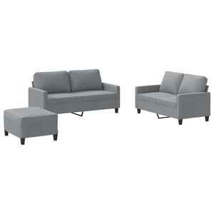 vidaXL Ensemble de canap&eacute;s 3 pcs avec coussins Gris clair Tissu