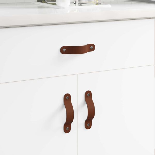 vidaXL Poign&eacute;es de Cabinet 12 pcs Marron 140 x 25 x 2,3 mm PU
