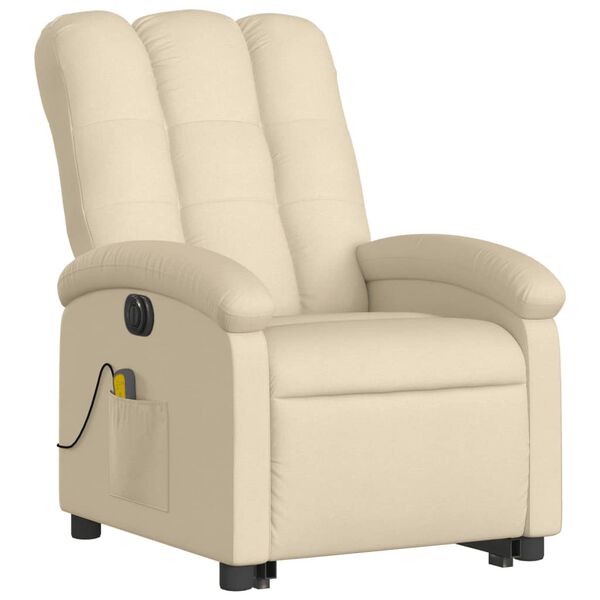 vidaXL Fauteuil inclinable de massage &eacute;lectrique Cr&egrave;me Tissu