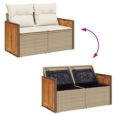 vidaXL Salon de jardin avec coussins 9 pcs beige résine tressée