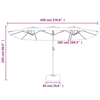 vidaXL Parasol de jardin à double tête avec LED noir 449x245 cm