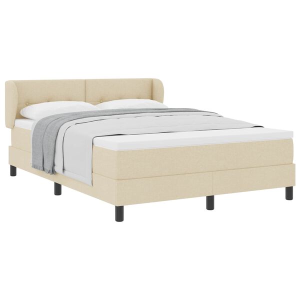vidaXL Lit &agrave; ressorts avec matelas Cr&egrave;me 160 x 200 cm tissu