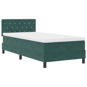 vidaXL Lit &agrave; ressort LED avec matelas Vert fonc&eacute; 90 x 190 cm Velours