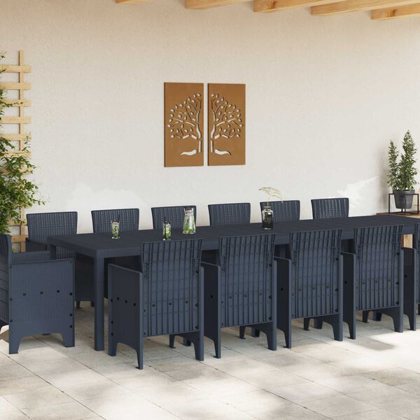 vidaXL Ensemble de salle à manger pour jardin 15 pcs Anthracite