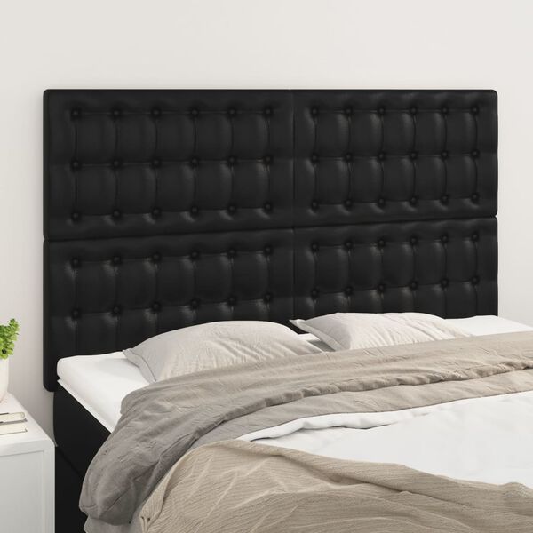 vidaXL T&ecirc;te de lit Noir 144x5x118/128 cm Similicuir