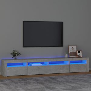 vidaXL Meuble TV avec lumi&egrave;res LED Gris b&eacute;ton 240x35x40 cm