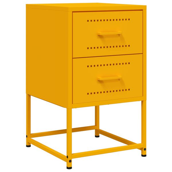 vidaXL Table de chevet jaune moutarde 36x39x60,5 cm acier