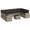 vidaXL Salon de jardin avec coussins 10 pcs gris clair r&eacute;sine tress&eacute;e