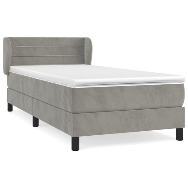 vidaXL Sommier &agrave; lattes de lit et matelas Gris clair 80x200 cm Velours