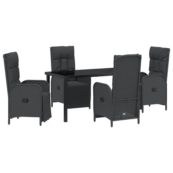 vidaXL Ensemble de salle &agrave; manger pour jardin 5 pcs Noir polyrotin