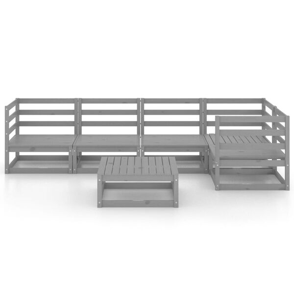 vidaXL Salon de jardin 6 pcs gris bois de pin massif