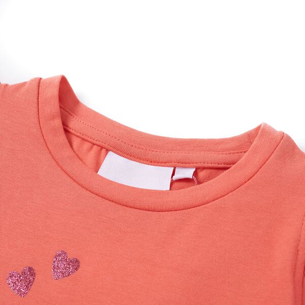 T-shirt enfants et manches &agrave; volants corail 104