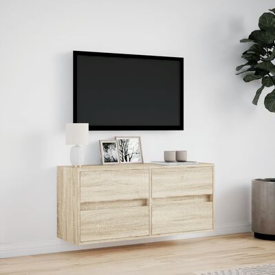 vidaXL Meuble TV mural avec lumières LED chêne sonoma 100x31x45 cm