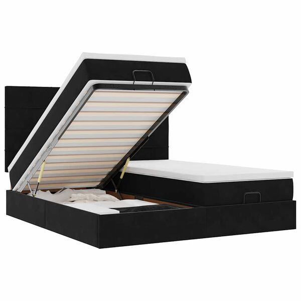 VidaXL Cadre de lit ottoman avec matelas noir 180x200cm velours