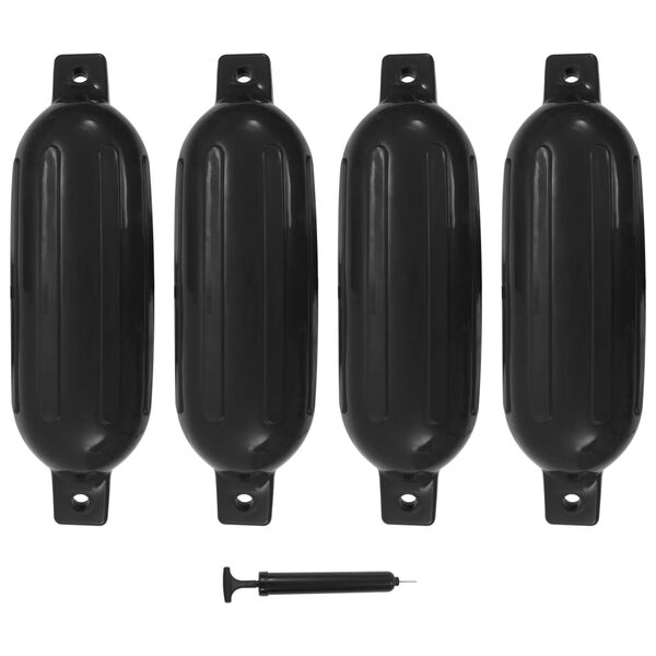 vidaXL Pare-choc de bateau 4 pcs noir 58,5x16,5 cm PVC
