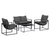 vidaXL Ensemble de canap&eacute; de jardin 4 pc Noir et anthracite Acier