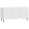 vidaXL Meuble TV 99 x 34,5 x 50 cm Blanc brillant Bois d'ing&eacute;nierie