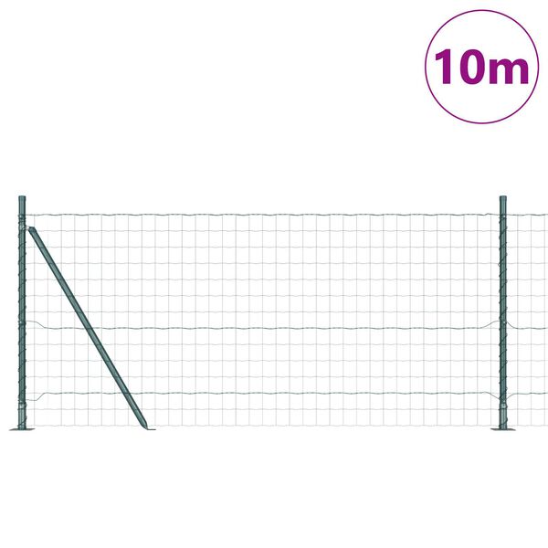 vidaXL Cl&ocirc;ture avec poteau Vert 1 x 10 m Acier