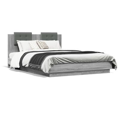 vidaXL Cadre de lit avec tête de lit sonoma gris 120x200 cm