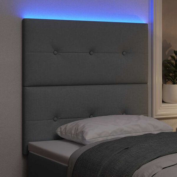 vidaXL T&ecirc;te de lit LED avec t&ecirc;te de lit Gris clair 90 cm Polyester