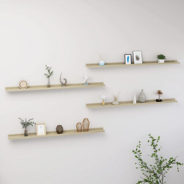 vidaXL &Eacute;tag&egrave;res murales 4 pcs ch&ecirc;ne sonoma 115x9x3 cm